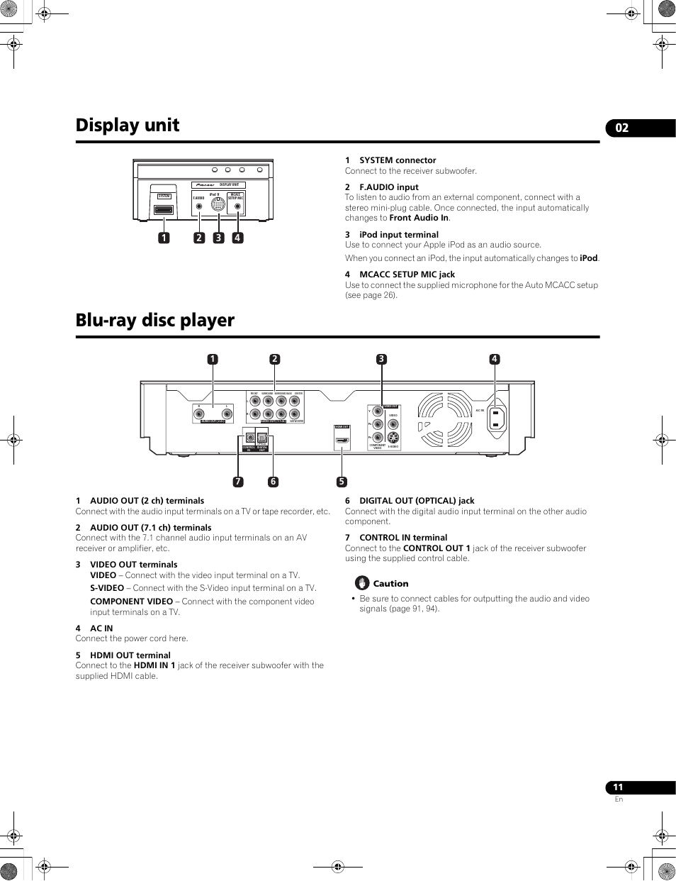 Display unit, Blu-ray disc player | Pioneer LX01BD User Manual | Page 11 / 116