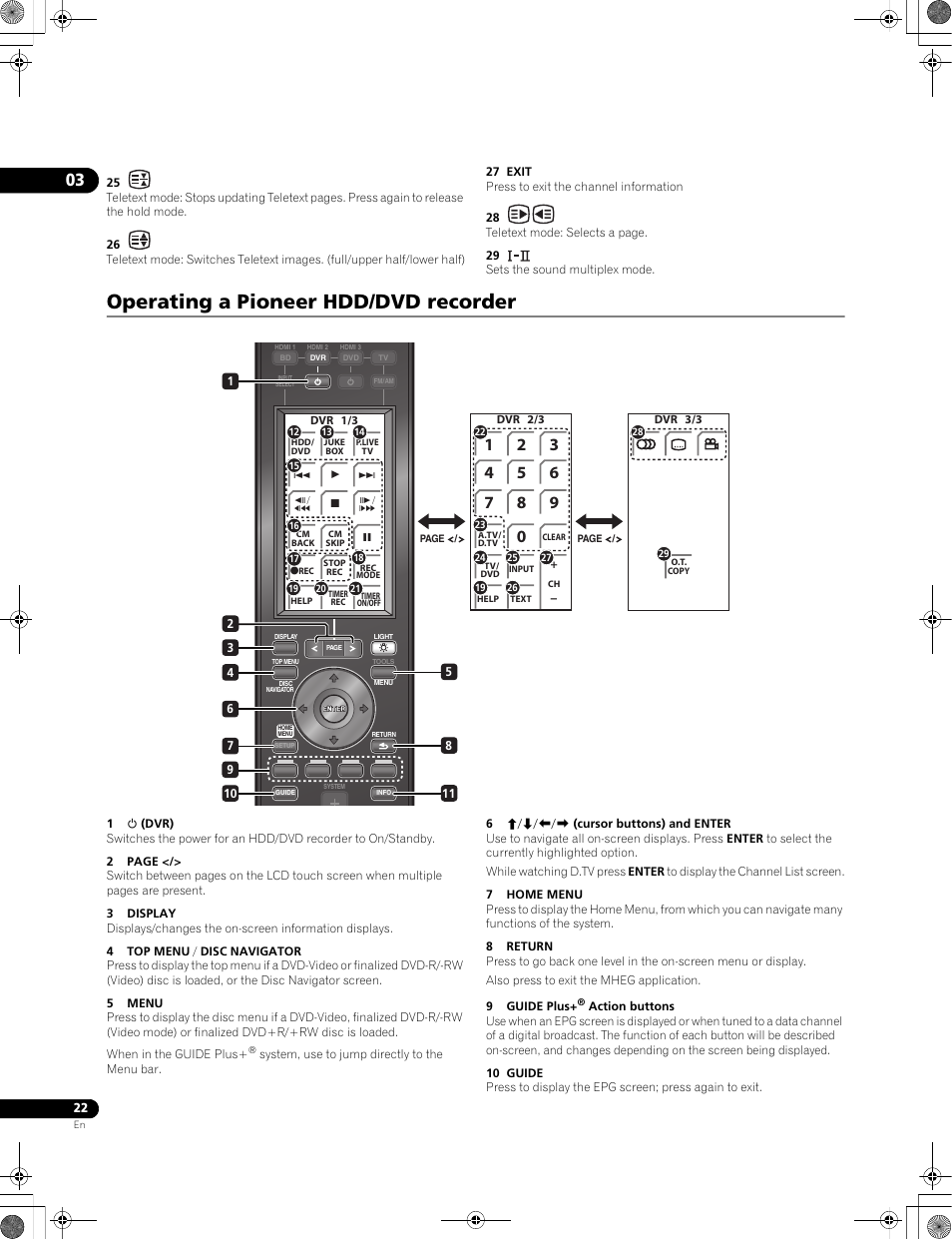 Operating a pioneer hdd/dvd recorder | Pioneer LX01BD User Manual | Page 22 / 116