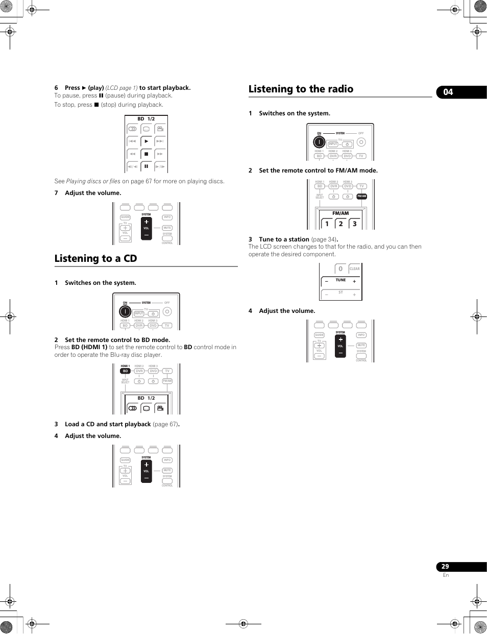 Listening to a cd, Listening to the radio, 6press | Pioneer LX01BD User Manual | Page 29 / 116