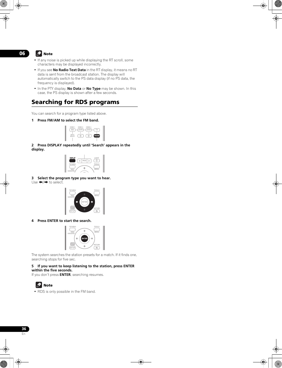 Searching for rds programs | Pioneer LX01BD User Manual | Page 36 / 116