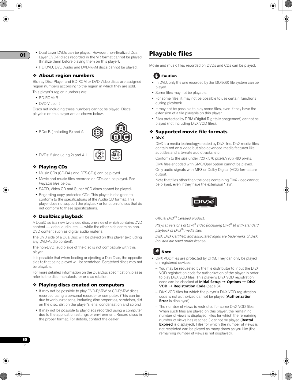 Playable files | Pioneer LX01BD User Manual | Page 60 / 116