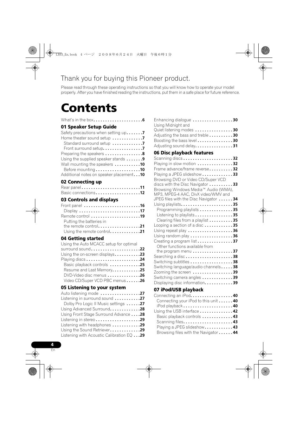 Pioneer LX03 User Manual | Page 4 / 88