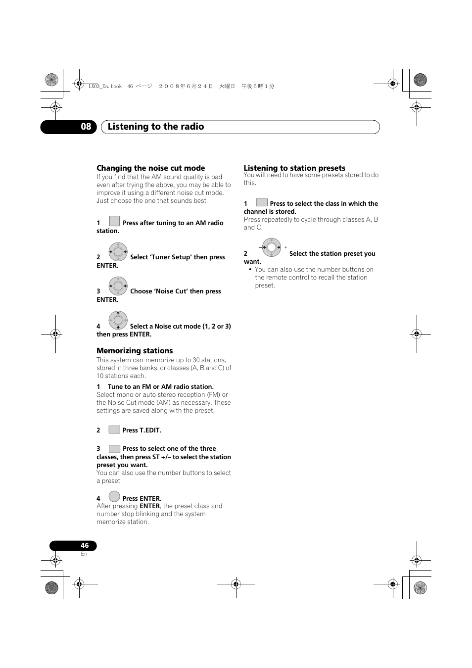 Listening to the radio 08 | Pioneer LX03 User Manual | Page 46 / 88
