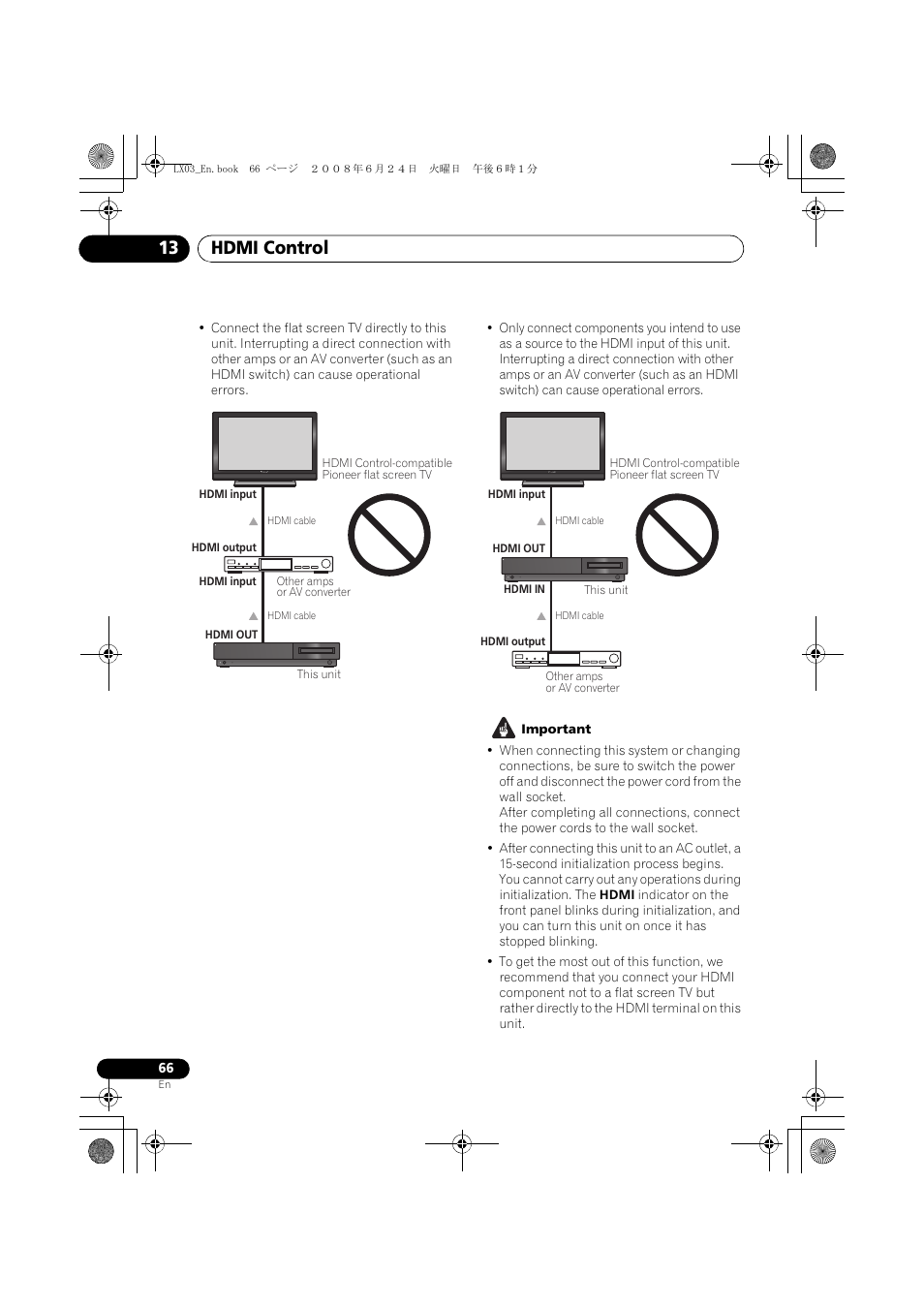 Hdmi control 13 | Pioneer LX03 User Manual | Page 66 / 88