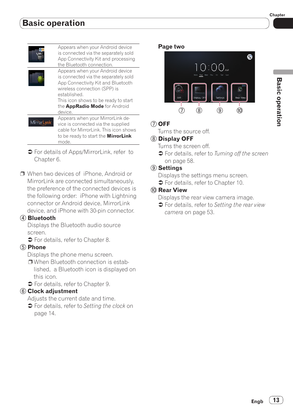 Basic operation | Pioneer SPH-DA110 User Manual | Page 13 / 66