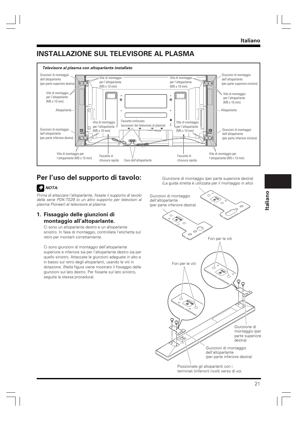 Italiano | Pioneer PDP-S58 User Manual | Page 21 / 44