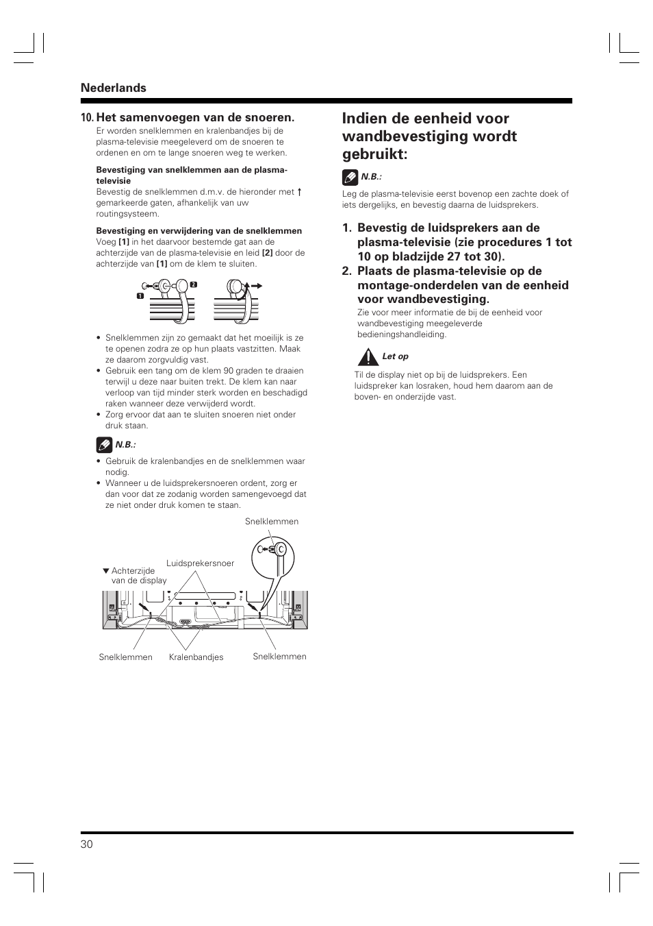 Nederlands, Het samenvoegen van de snoeren | Pioneer PDP-S58 User Manual | Page 30 / 44