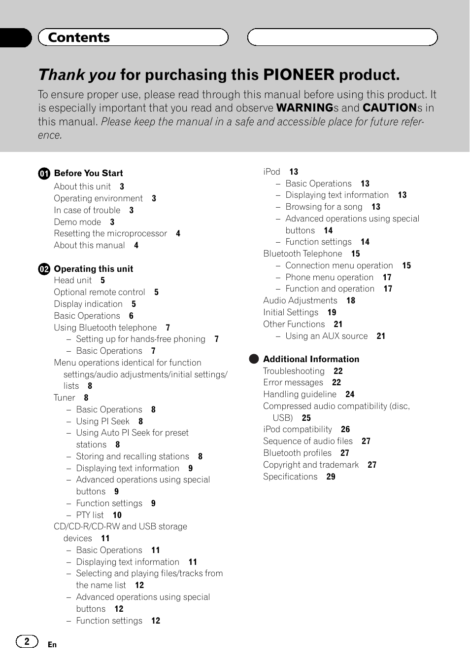 Pioneer DEH-6200BT User Manual | Page 2 / 32