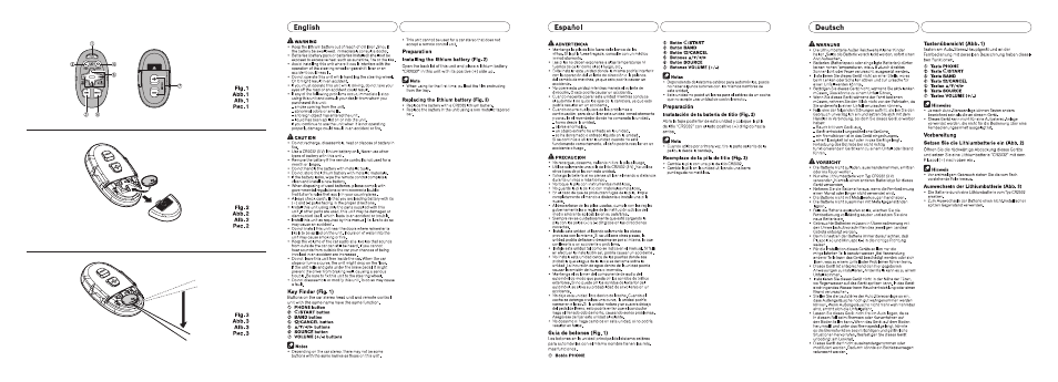 English, Español, Deutsch | English español deutsch | Pioneer CD-SR120 User Manual | Page 2 / 6