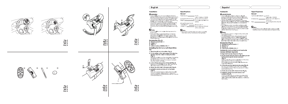 English, Español, Qnola | Pioneer CD-SR120 User Manual | Page 4 / 6