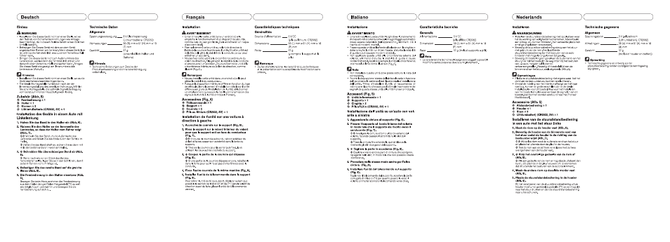 Deutsch français italiano nederlands | Pioneer CD-SR120 User Manual | Page 5 / 6