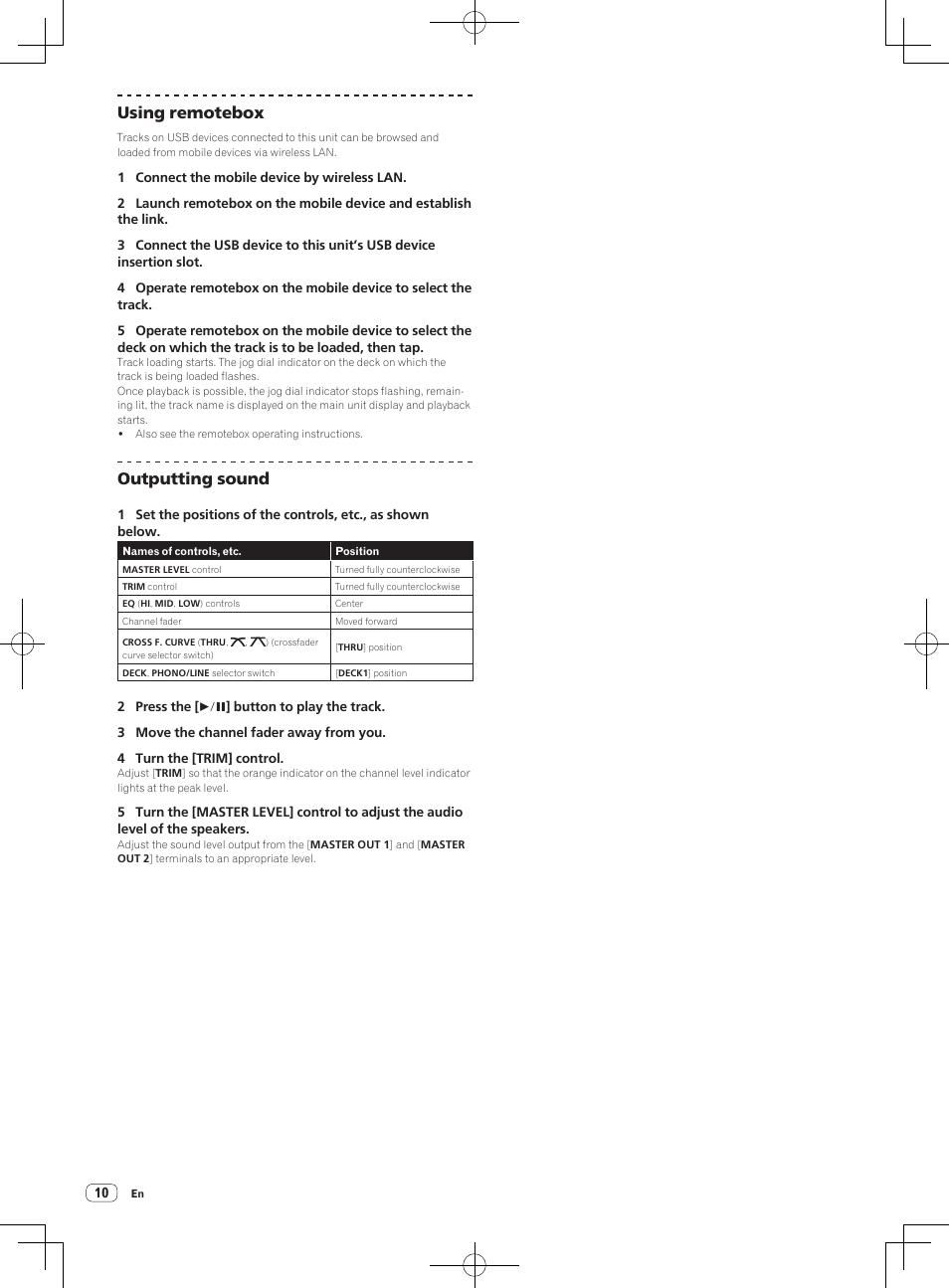 Using remotebox, Outputting sound | Pioneer XDJ-R1 User Manual | Page 10 / 84