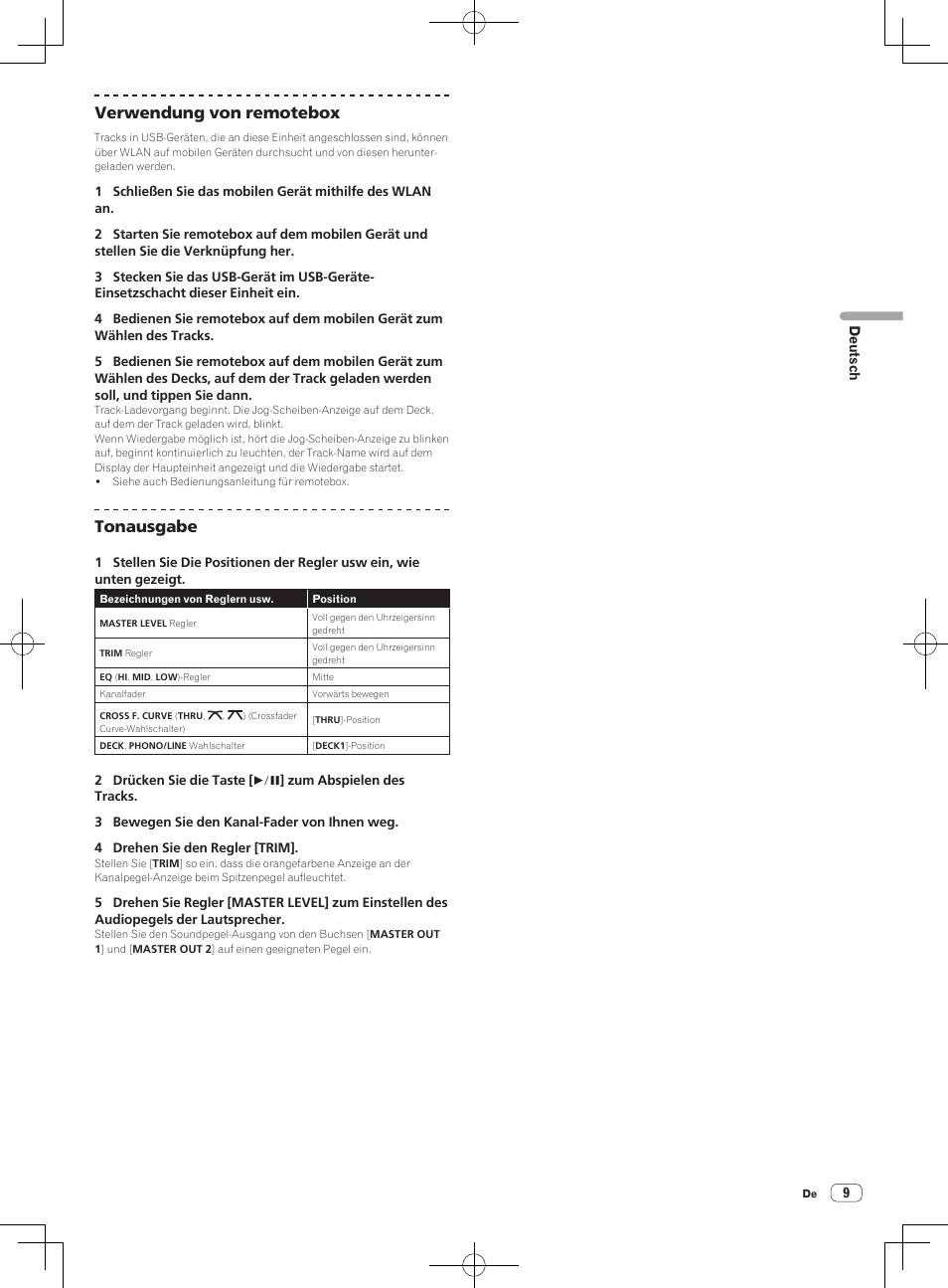 Verwendung von remotebox, Tonausgabe | Pioneer XDJ-R1 User Manual | Page 29 / 84