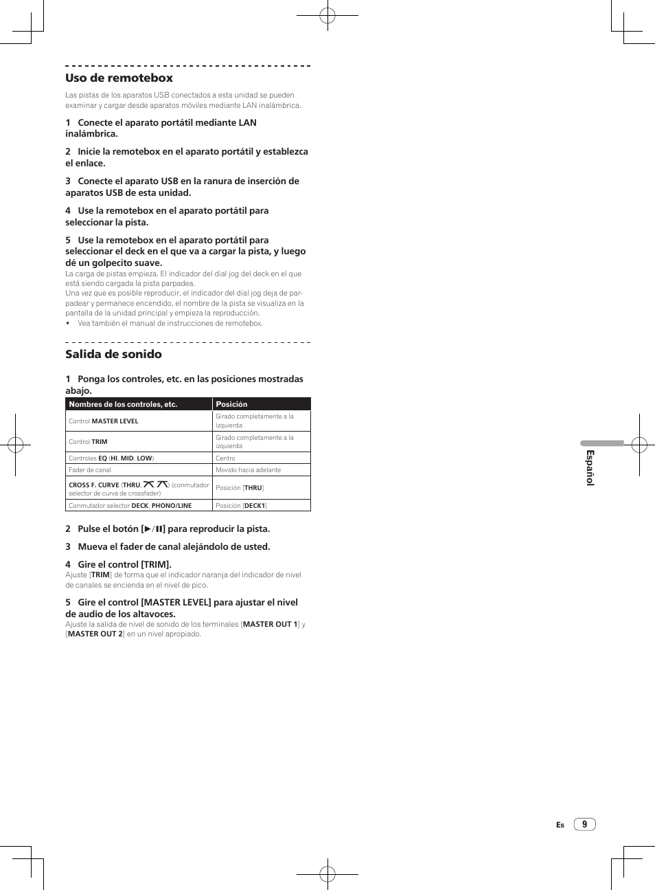 Uso de remotebox, Salida de sonido | Pioneer XDJ-R1 User Manual | Page 59 / 84