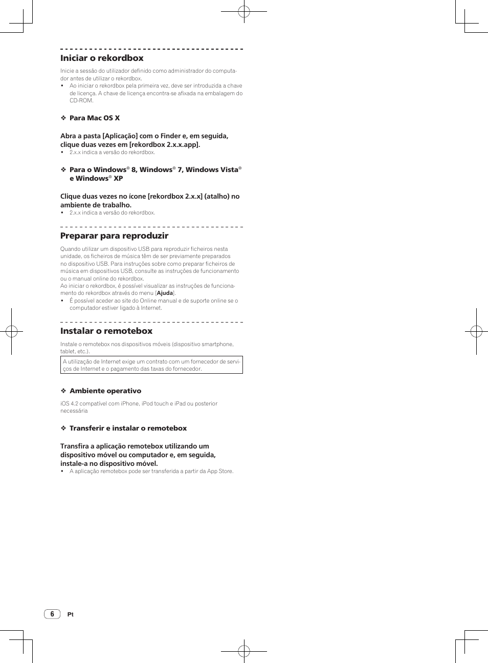 Iniciar o rekordbox, Preparar para reproduzir, Instalar o remotebox | Pioneer XDJ-R1 User Manual | Page 66 / 84