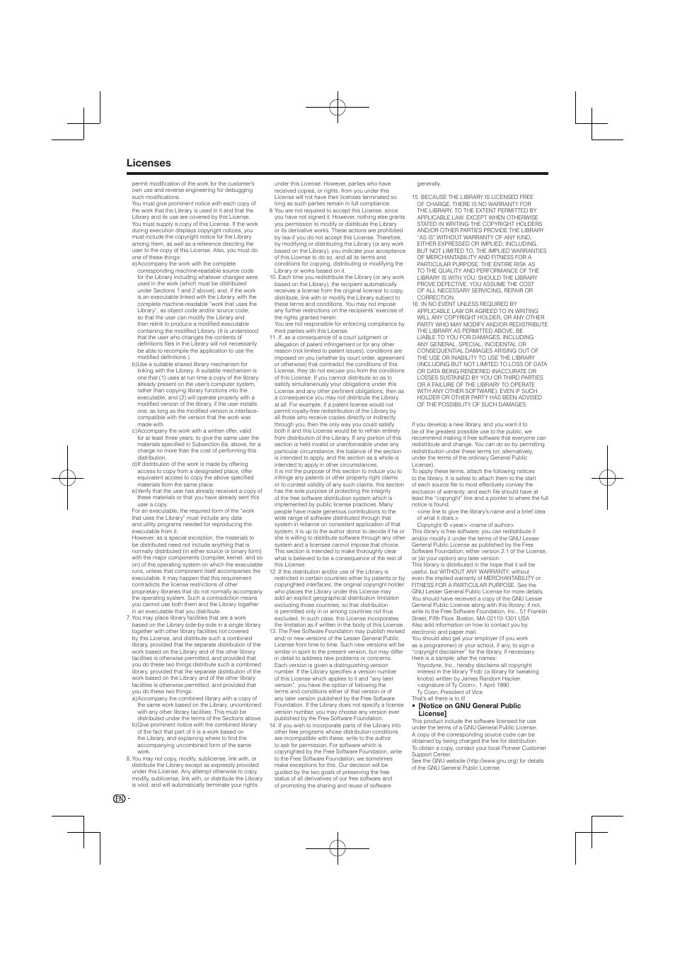 Licenses | Pioneer BDP-120 User Manual | Page 58 / 59