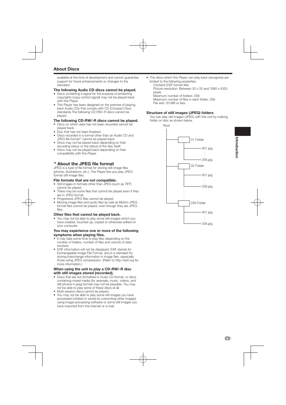 About discs, About the jpeg file format | Pioneer BDP-120 User Manual | Page 9 / 59