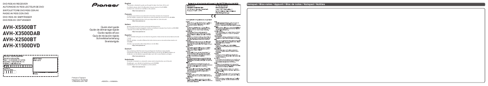 Pioneer AVH-X1500DVD User Manual | 8 pages