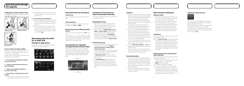 Renewed points for avic- x1 or avic-x1r, Renewed points through this upgrade | Pioneer CNDV-100MT User Manual | Page 4 / 6