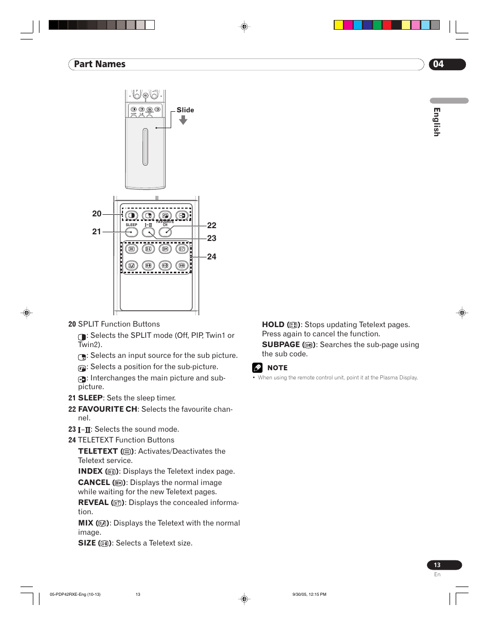 04 part names | Pioneer PDP-42RXE User Manual | Page 13 / 124