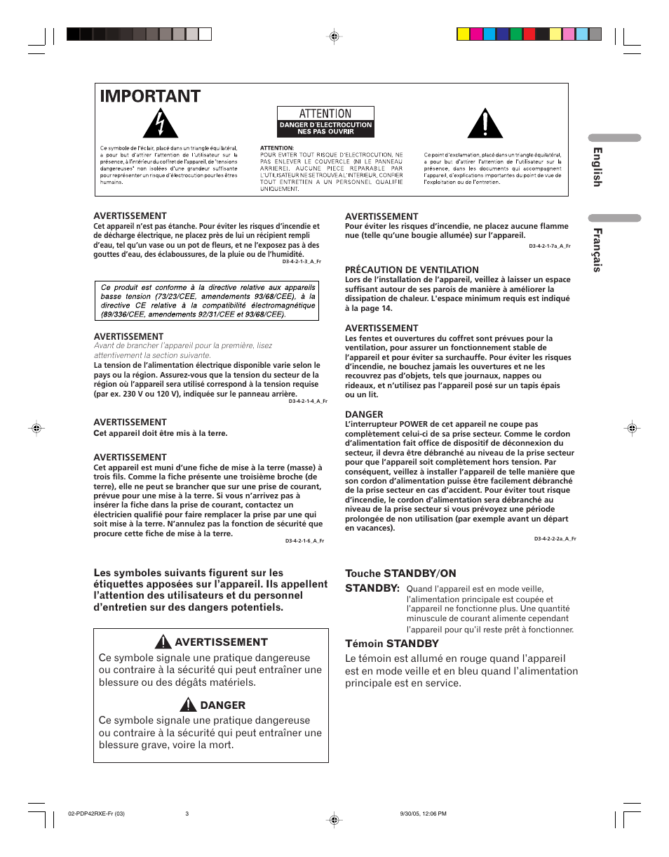 Français english | Pioneer PDP-42RXE User Manual | Page 43 / 124