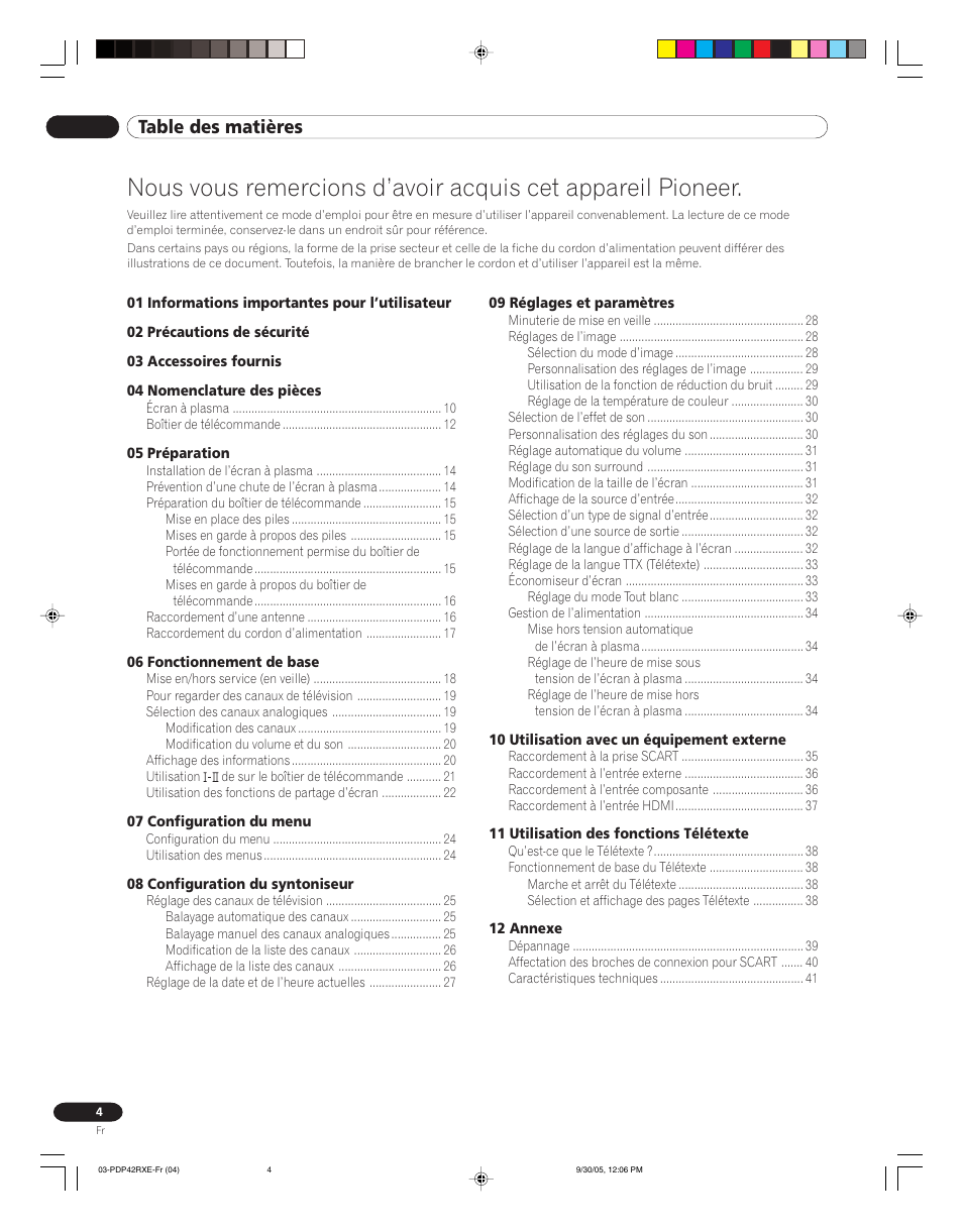 Pioneer PDP-42RXE User Manual | Page 44 / 124