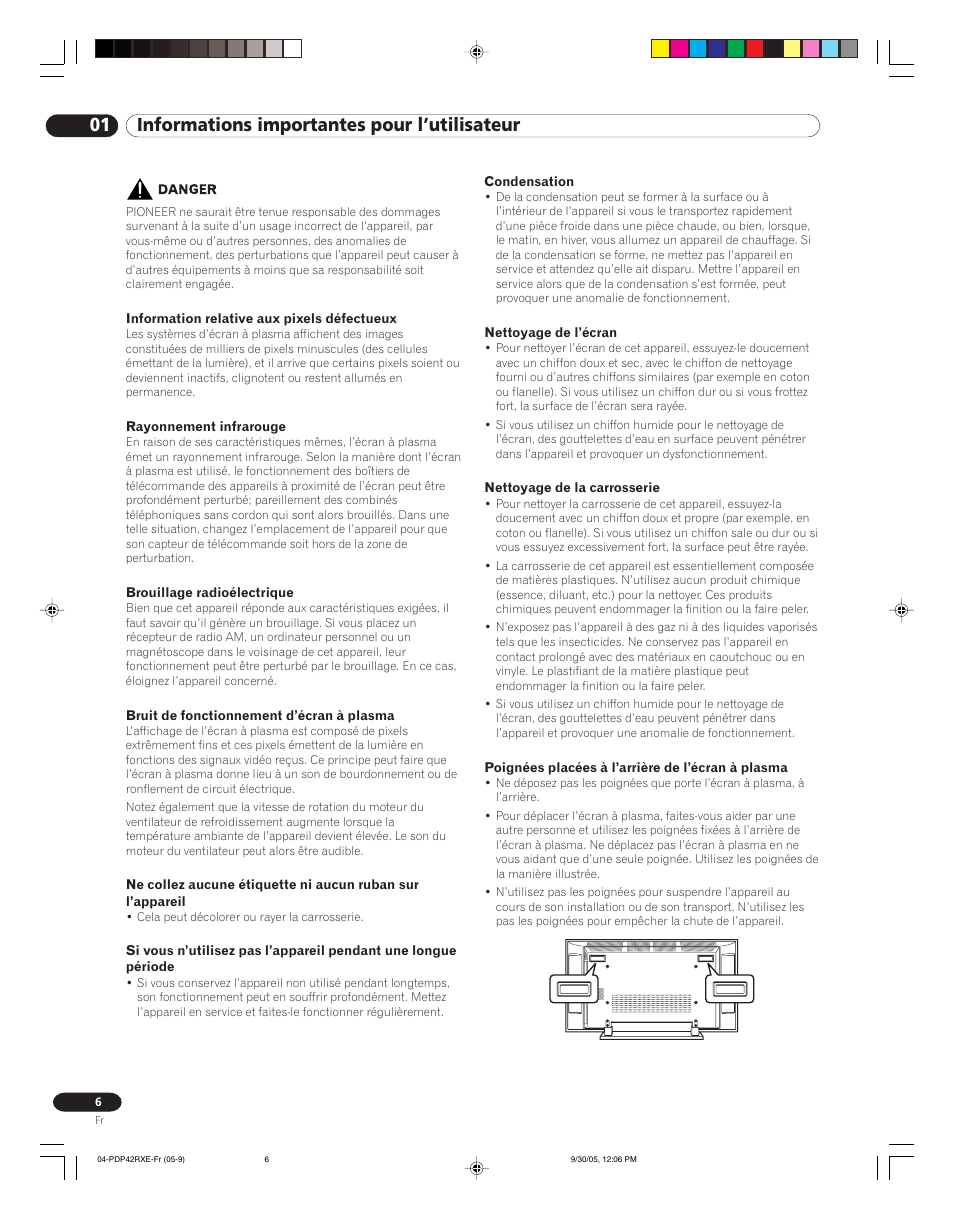 01 informations importantes pour l’utilisateur | Pioneer PDP-42RXE User Manual | Page 46 / 124