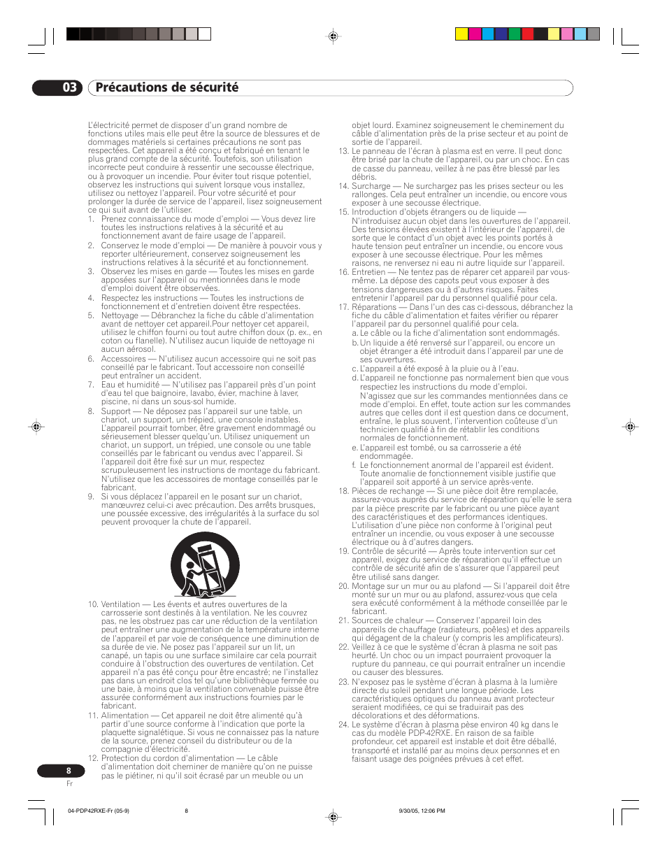 02 précautions de sécurité, 03 précautions de sécurité | Pioneer PDP-42RXE User Manual | Page 48 / 124