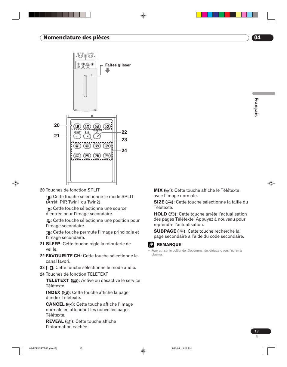 04 nomenclature des pièces | Pioneer PDP-42RXE User Manual | Page 53 / 124