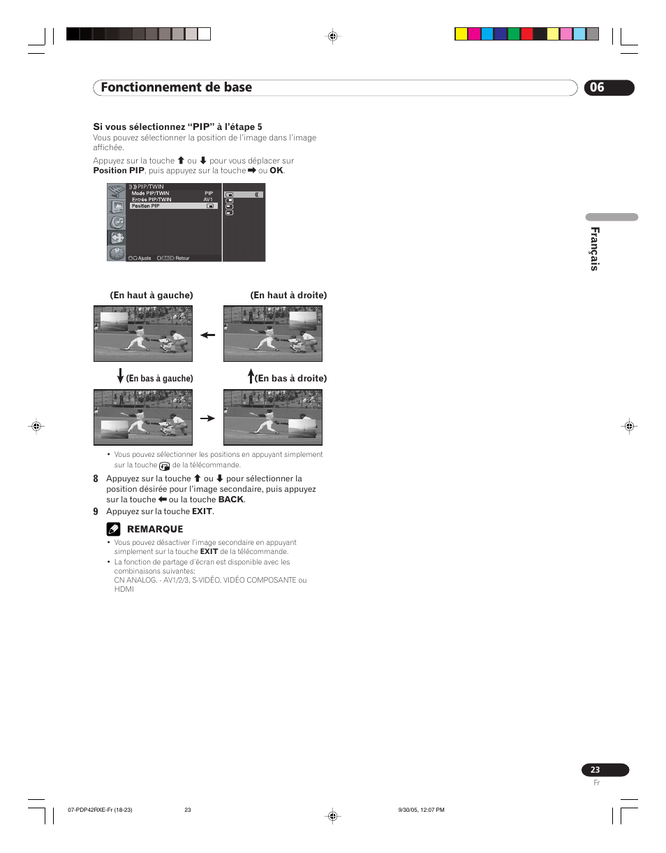 06 fonctionnement de base, Français | Pioneer PDP-42RXE User Manual | Page 63 / 124