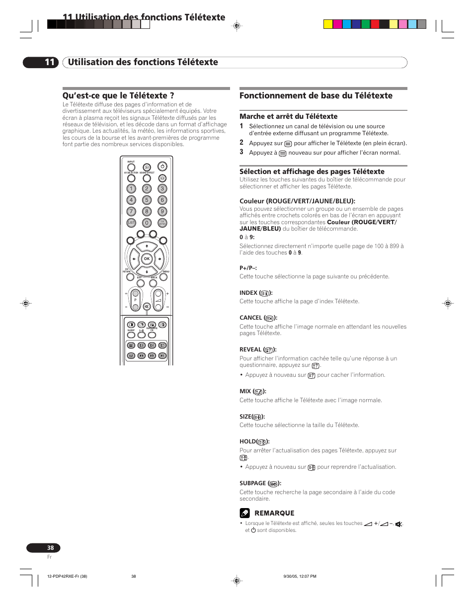 11 utilisation des fonctions télétexte, Qu’est-ce que le télétexte, Fonctionnement de base du télétexte | Pioneer PDP-42RXE User Manual | Page 78 / 124