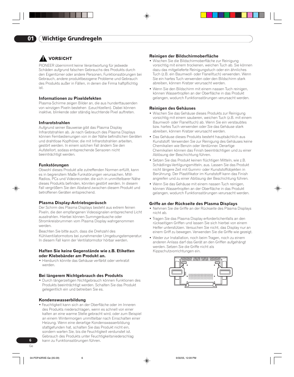 01 wichtige grundregeln | Pioneer PDP-42RXE User Manual | Page 86 / 124