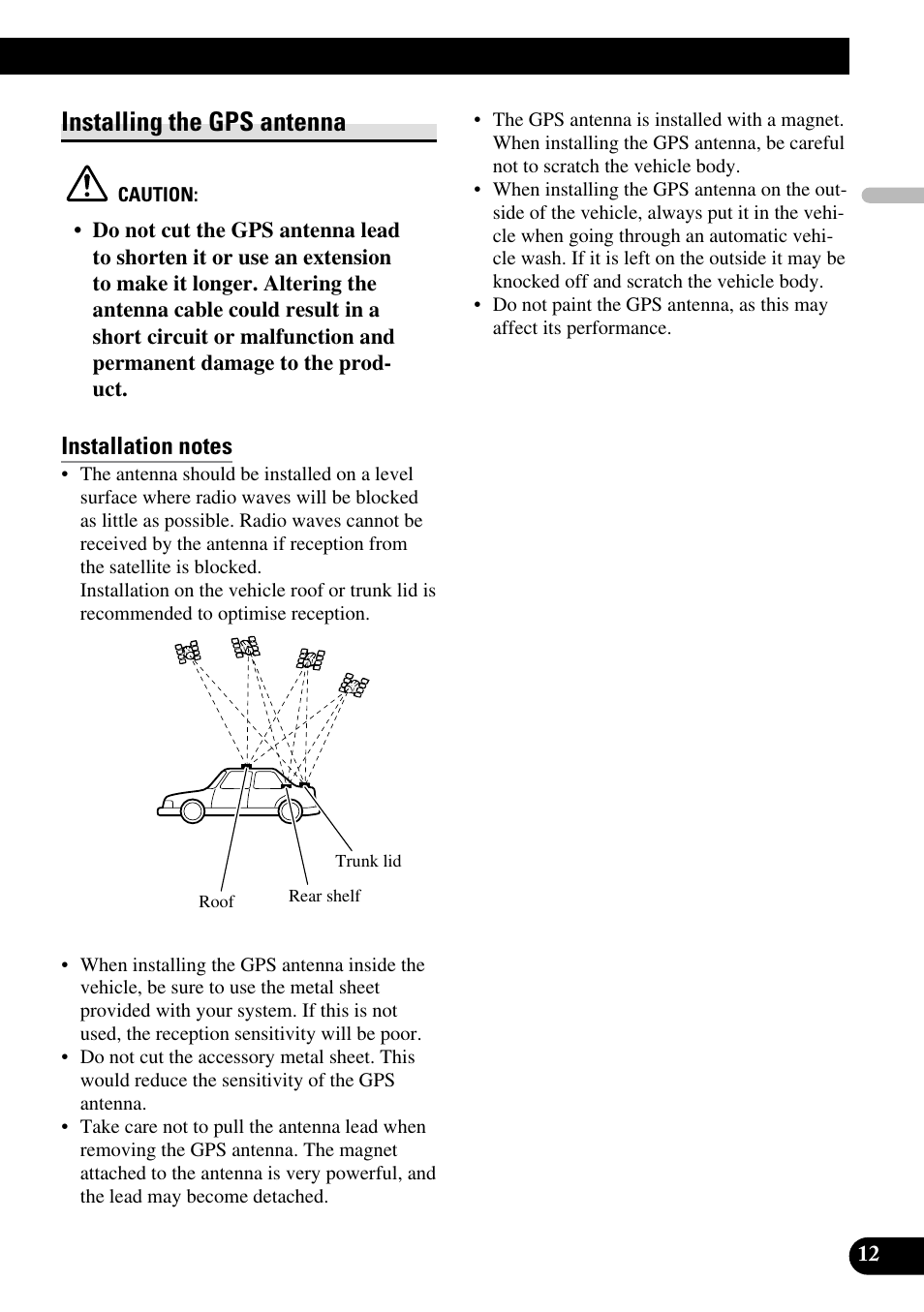 Installing the gps antenna | Pioneer AVG-VDP1 User Manual | Page 13 / 86