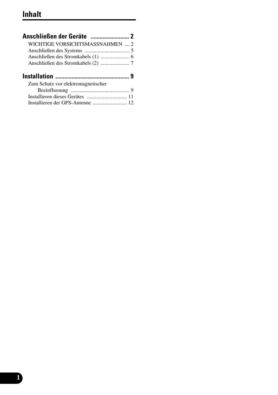 Deutsch, Inhalt | Pioneer AVG-VDP1 User Manual | Page 30 / 86