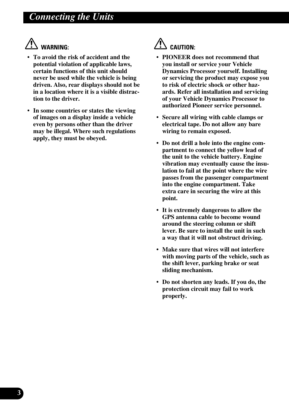 Connecting the units | Pioneer AVG-VDP1 User Manual | Page 4 / 86
