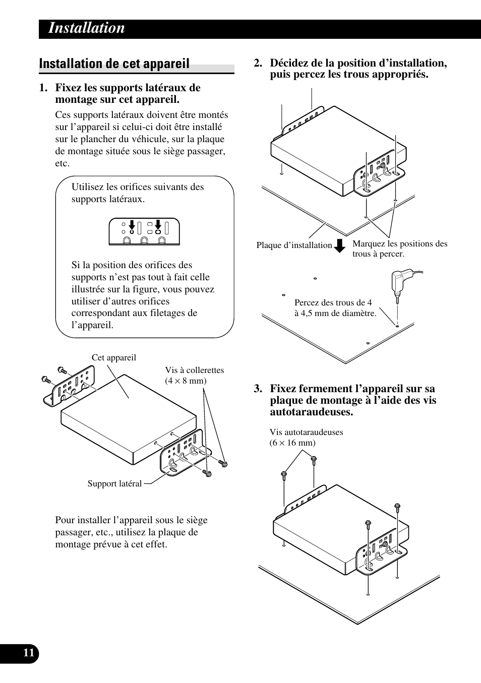 Installation de cet appareil, Installation | Pioneer AVG-VDP1 User Manual | Page 54 / 86