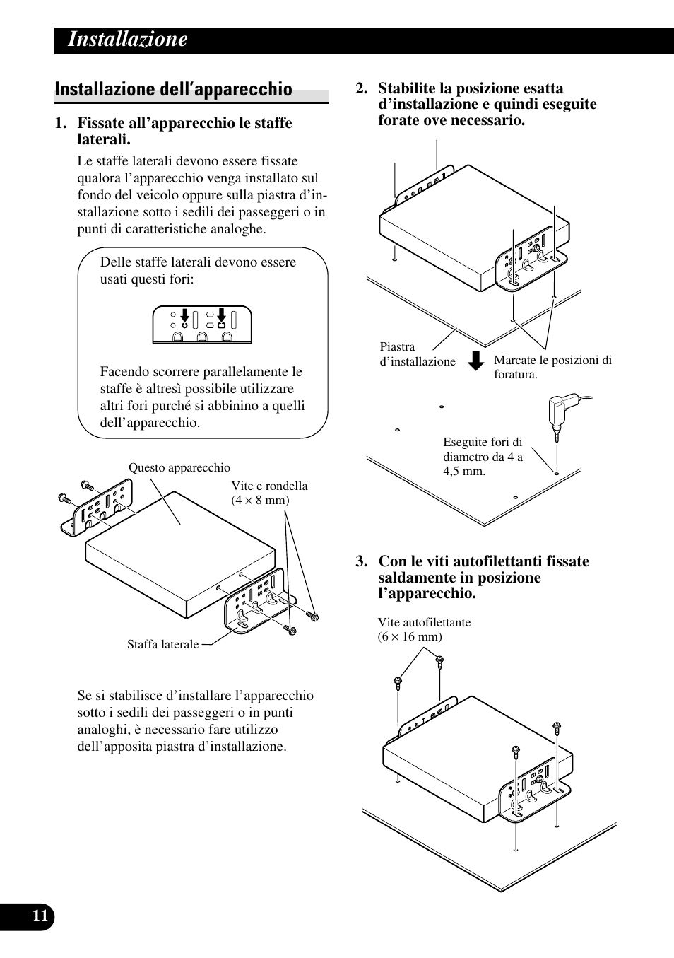 Installazione dell’apparecchio, Installazione | Pioneer AVG-VDP1 User Manual | Page 68 / 86