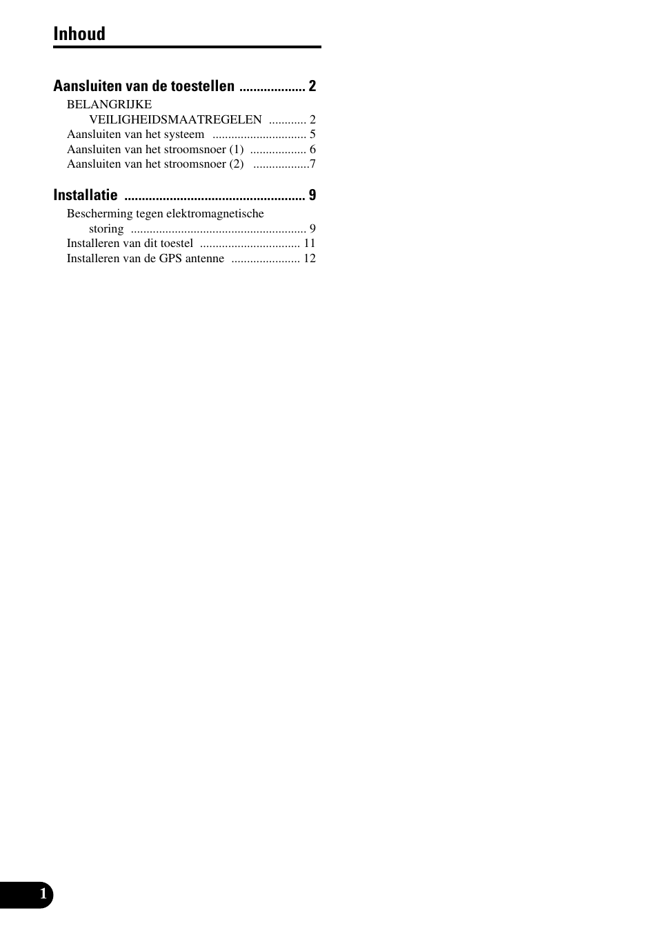 Nederlands, Inhoud | Pioneer AVG-VDP1 User Manual | Page 72 / 86