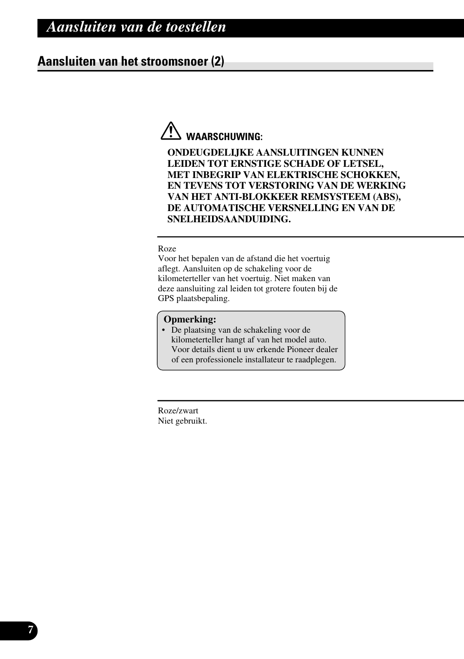 Aansluiten van het stroomsnoer (2), Aansluiten van de toestellen | Pioneer AVG-VDP1 User Manual | Page 78 / 86