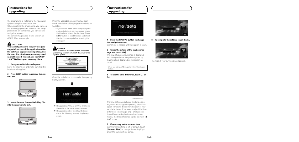 Instructions for upgrading | Pioneer CNDV-110MT User Manual | Page 6 / 6