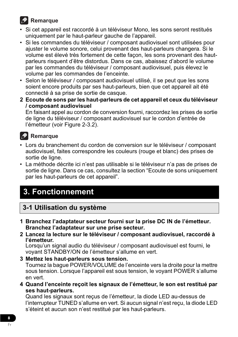 Fonctionnement, 1 utilisation du système | Pioneer VMS-550 User Manual | Page 26 / 92