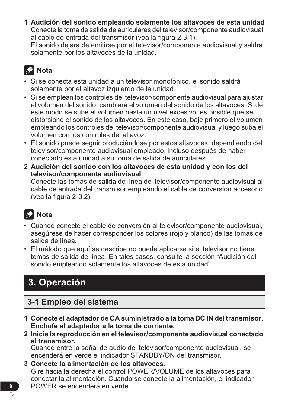 Operación, 1 empleo del sistema | Pioneer VMS-550 User Manual | Page 38 / 92