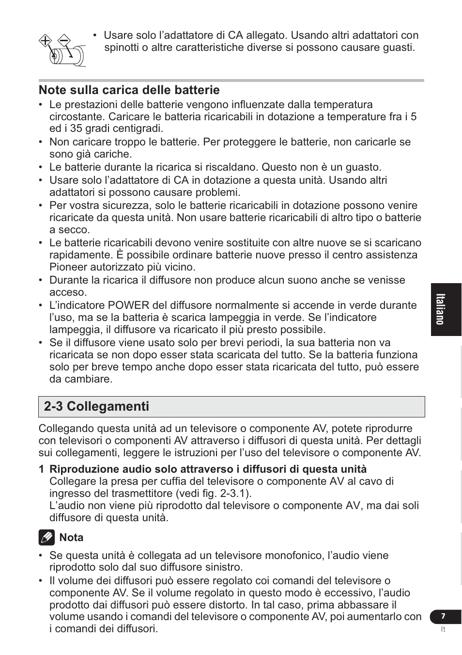 3 collegamenti | Pioneer VMS-550 User Manual | Page 61 / 92