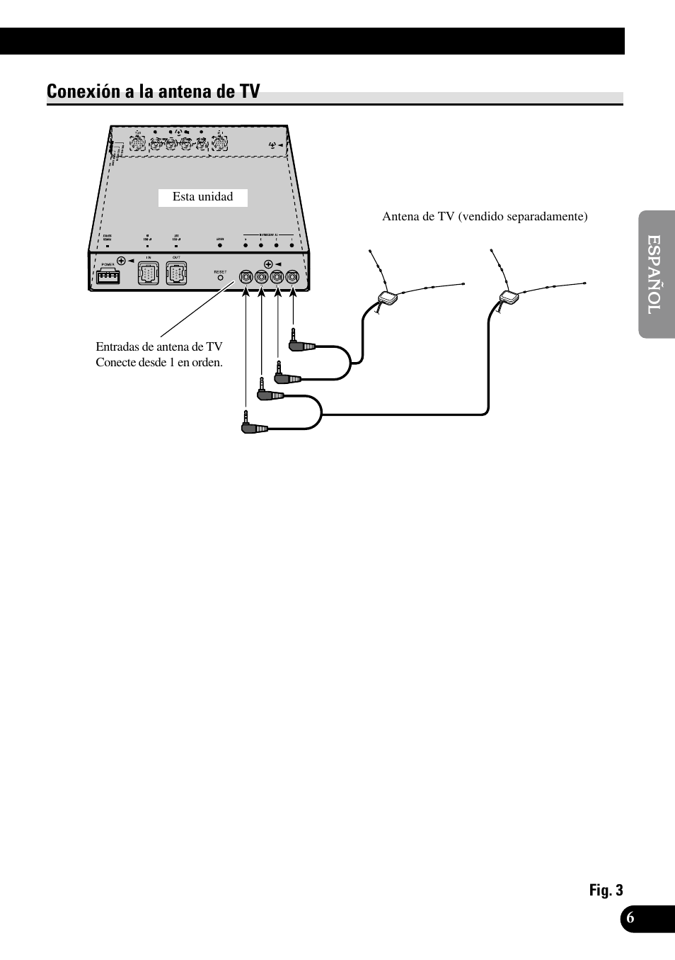 Conexión a la antena de tv | Pioneer GEX-P5700TVP User Manual | Page 15 / 50