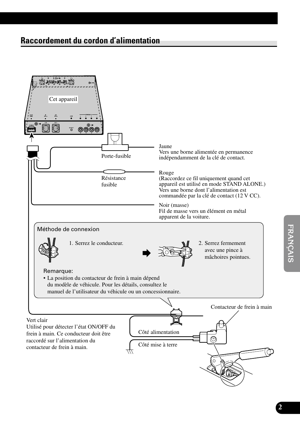 Raccordement du cordon d’alimentation | Pioneer GEX-P5700TVP User Manual | Page 27 / 50