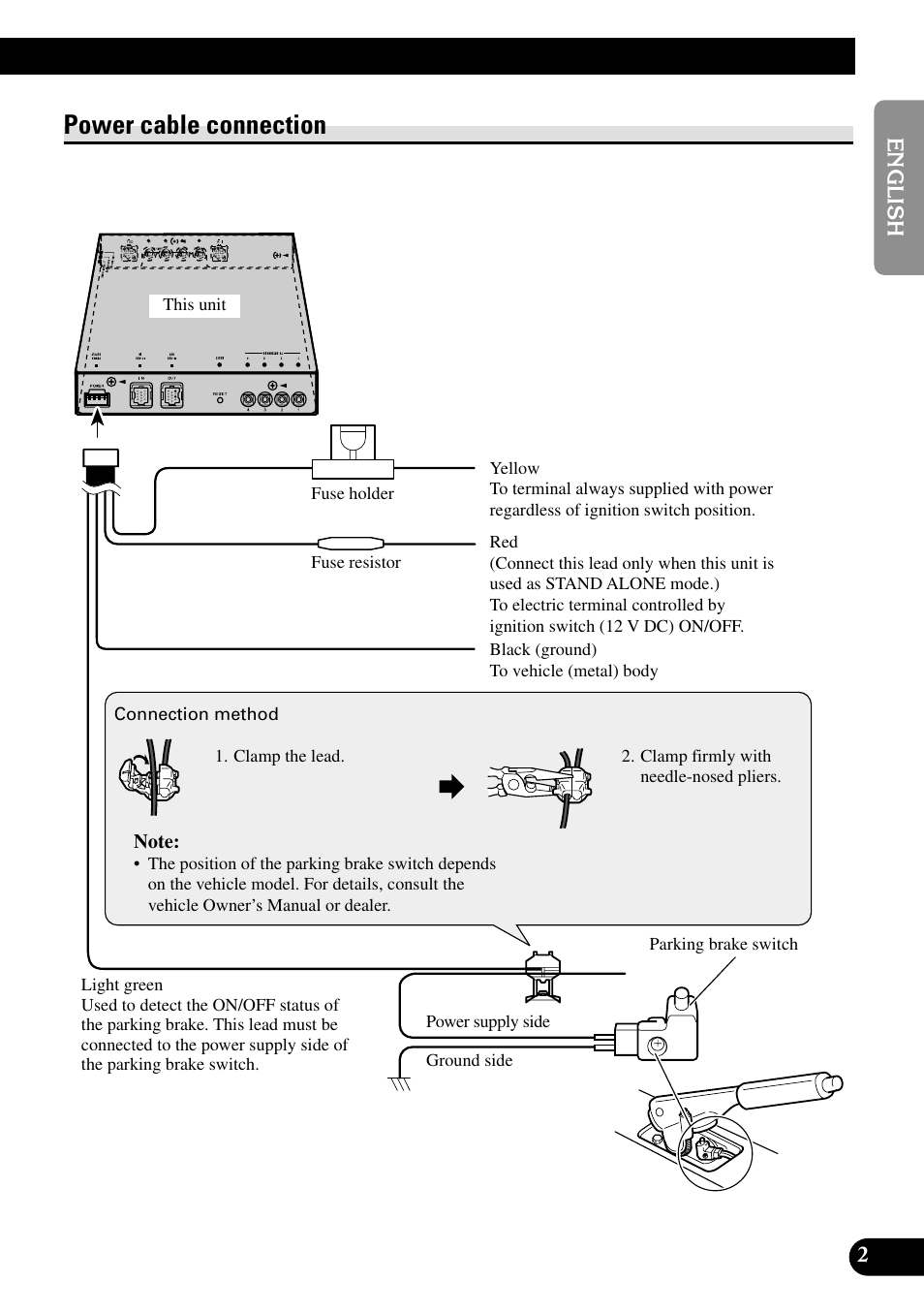 Power cable connection | Pioneer GEX-P5700TVP User Manual | Page 3 / 50