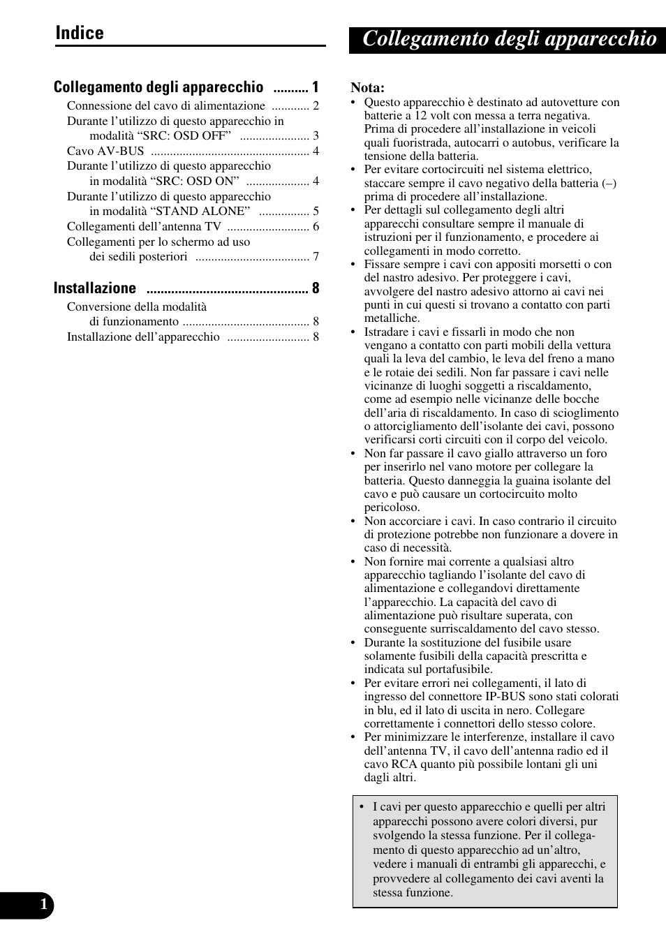 Italiano, Collegamento degli apparecchio, Indice | Pioneer GEX-P5700TVP User Manual | Page 34 / 50