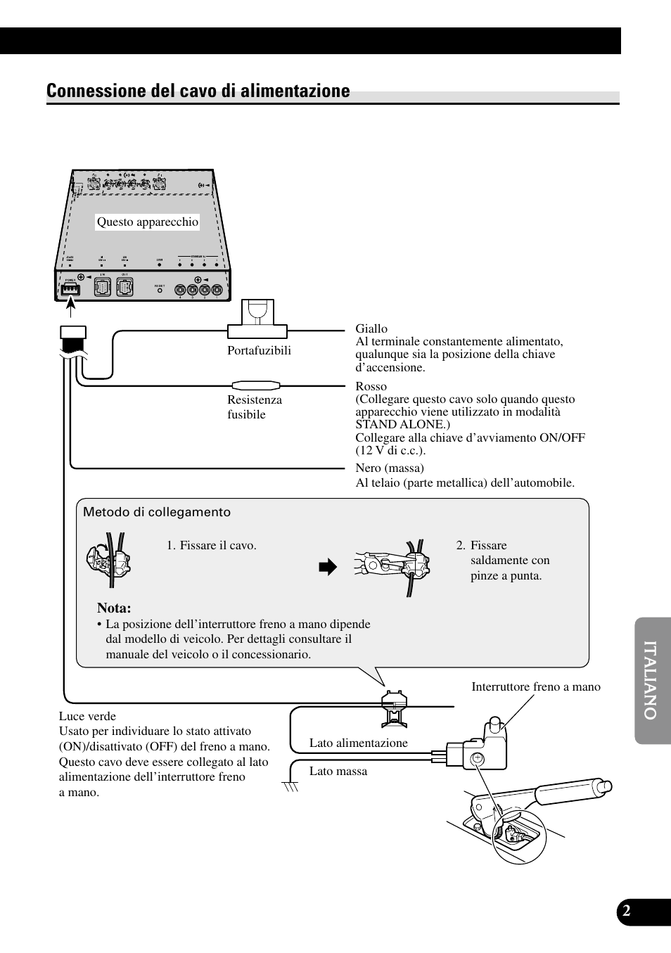 Connessione del cavo di alimentazione | Pioneer GEX-P5700TVP User Manual | Page 35 / 50