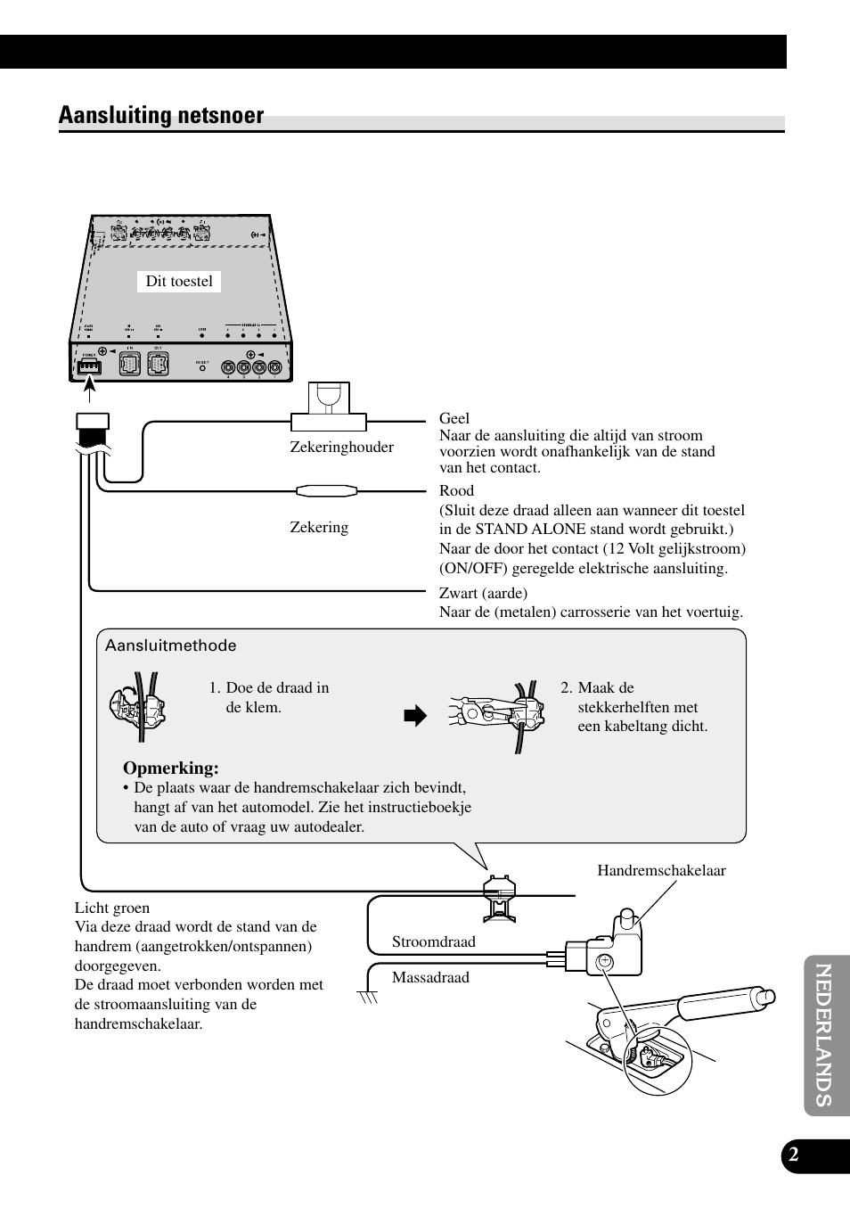 Aansluiting netsnoer | Pioneer GEX-P5700TVP User Manual | Page 43 / 50