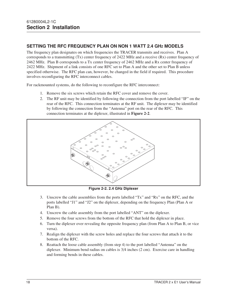 Figure 2-2, 4 ghz diplexer | ADTRAN Tracer 2 x E1 User Manual | Page 28 / 62